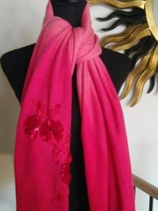 Beautiful 2-Tone Embellished Shawl Wrap Scarf Red